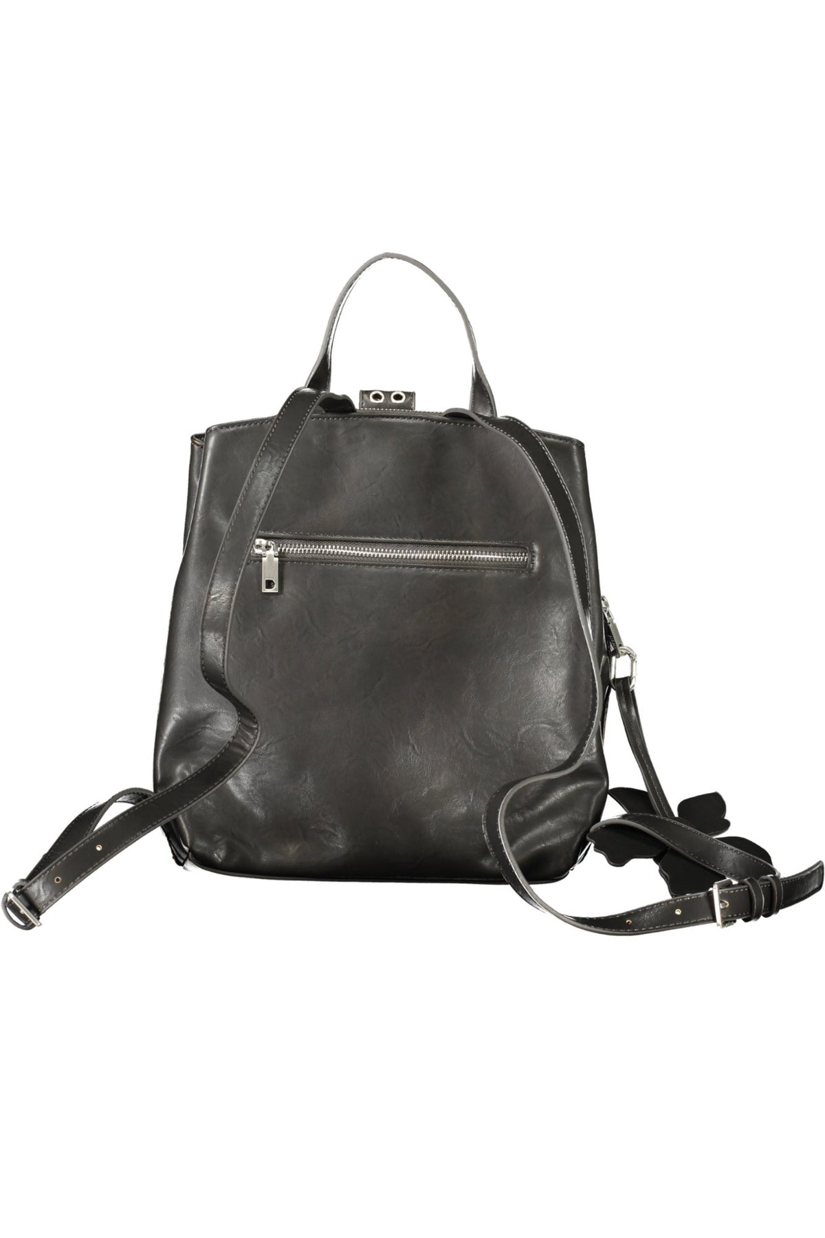 MOCHILA COM FECHO DESIGUAL MULHER PRETA