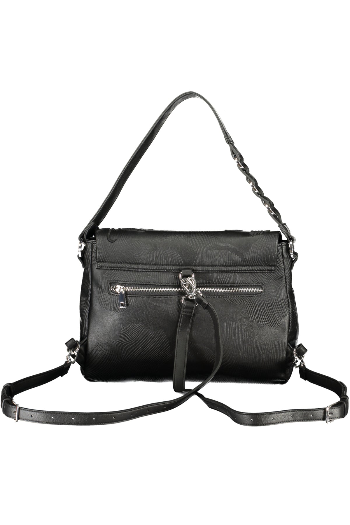 MOCHILA COM FECHO DESIGUAL MULHER PRETA