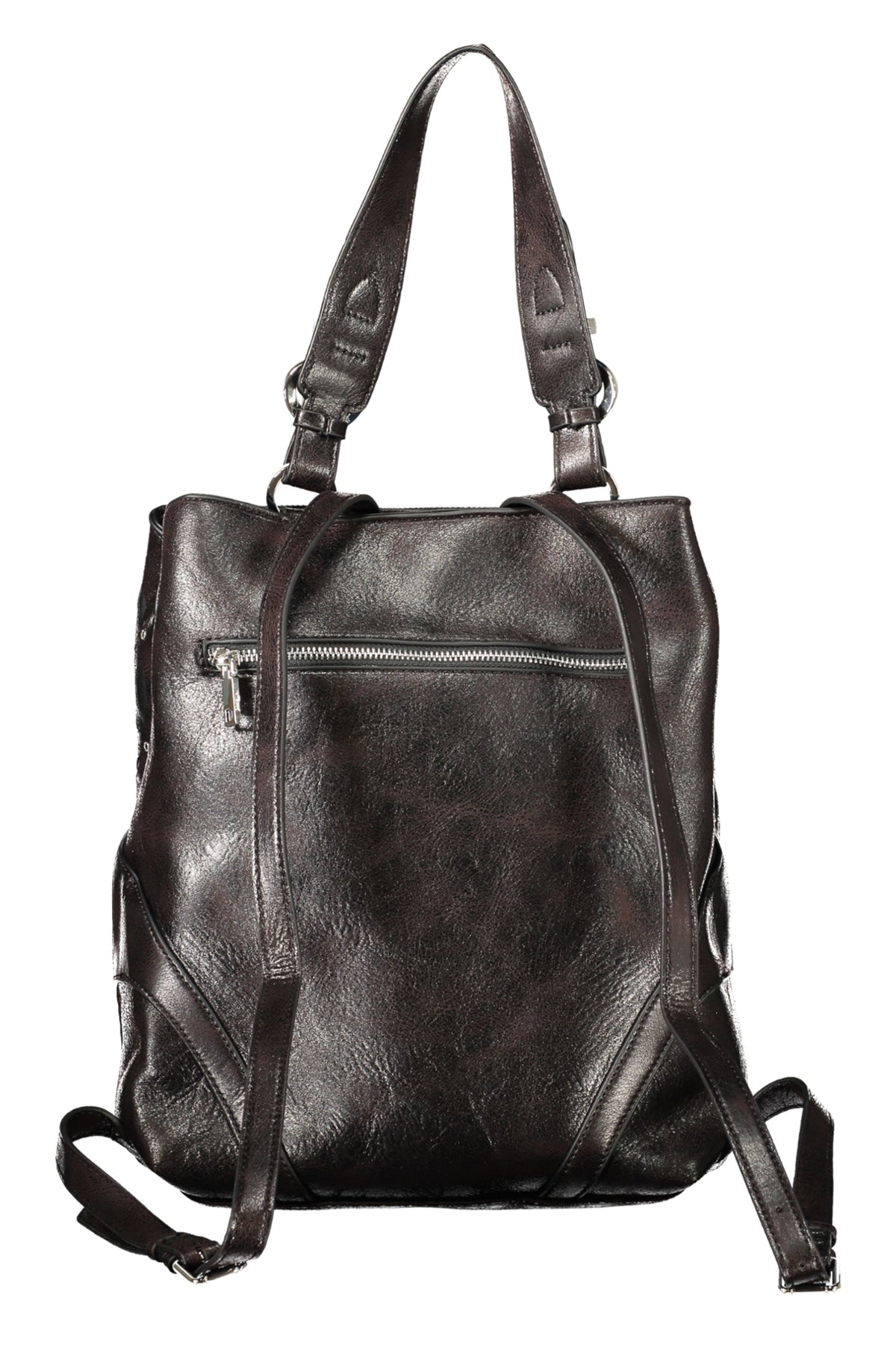 MOCHILA COM FECHO DESIGUAL MULHER PRETA