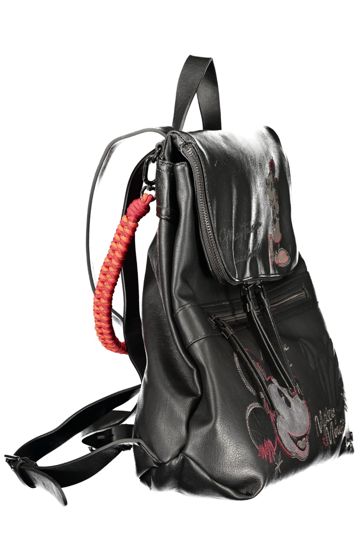 MOCHILA COM ESTAMPADO DESIGUAL MULHER PRETA