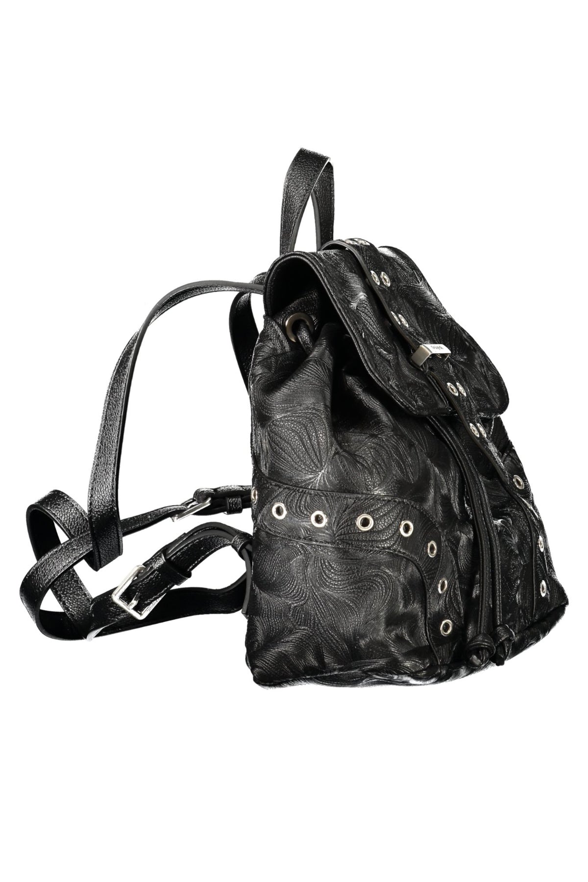 MOCHILA COM LOGÓTIPO DESIGUAL MULHER PRETA