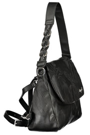 MOCHILA COM FECHO DESIGUAL MULHER PRETA