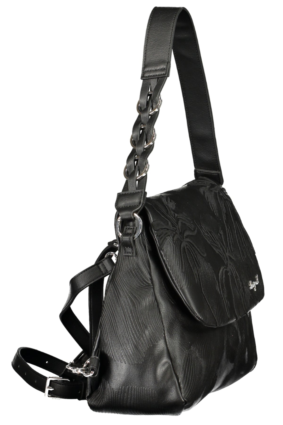 MOCHILA COM FECHO DESIGUAL MULHER PRETA
