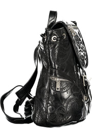 MOCHILA COM BORDADO DESIGUAL MULHER PRETA