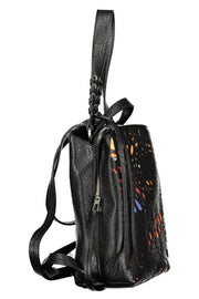 MOCHILA COM ESTAMPADO DESIGUAL MULHER PRETA
