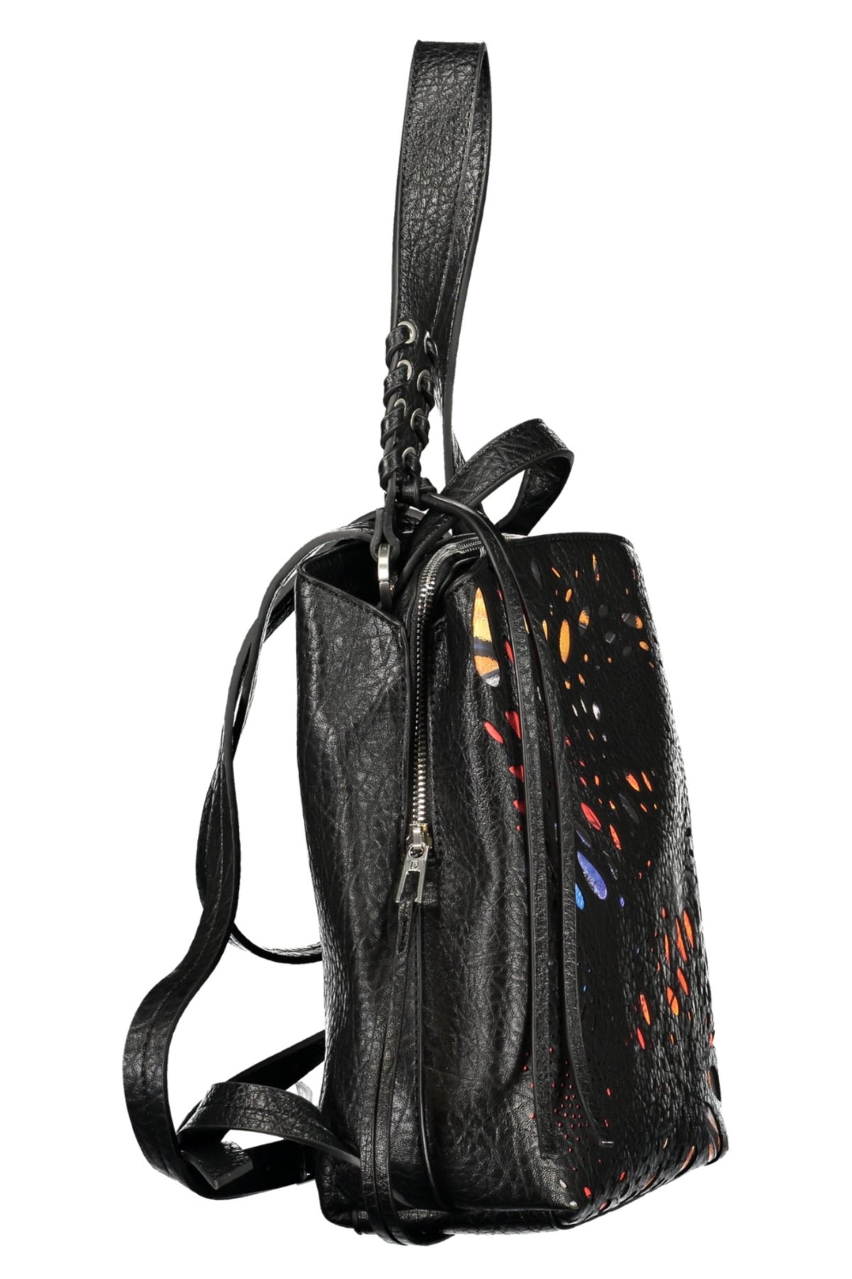 MOCHILA COM ESTAMPADO DESIGUAL MULHER PRETA