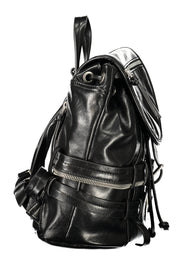 MOCHILA COM LOGÓTIPO DESIGUAL MULHER PRETA
