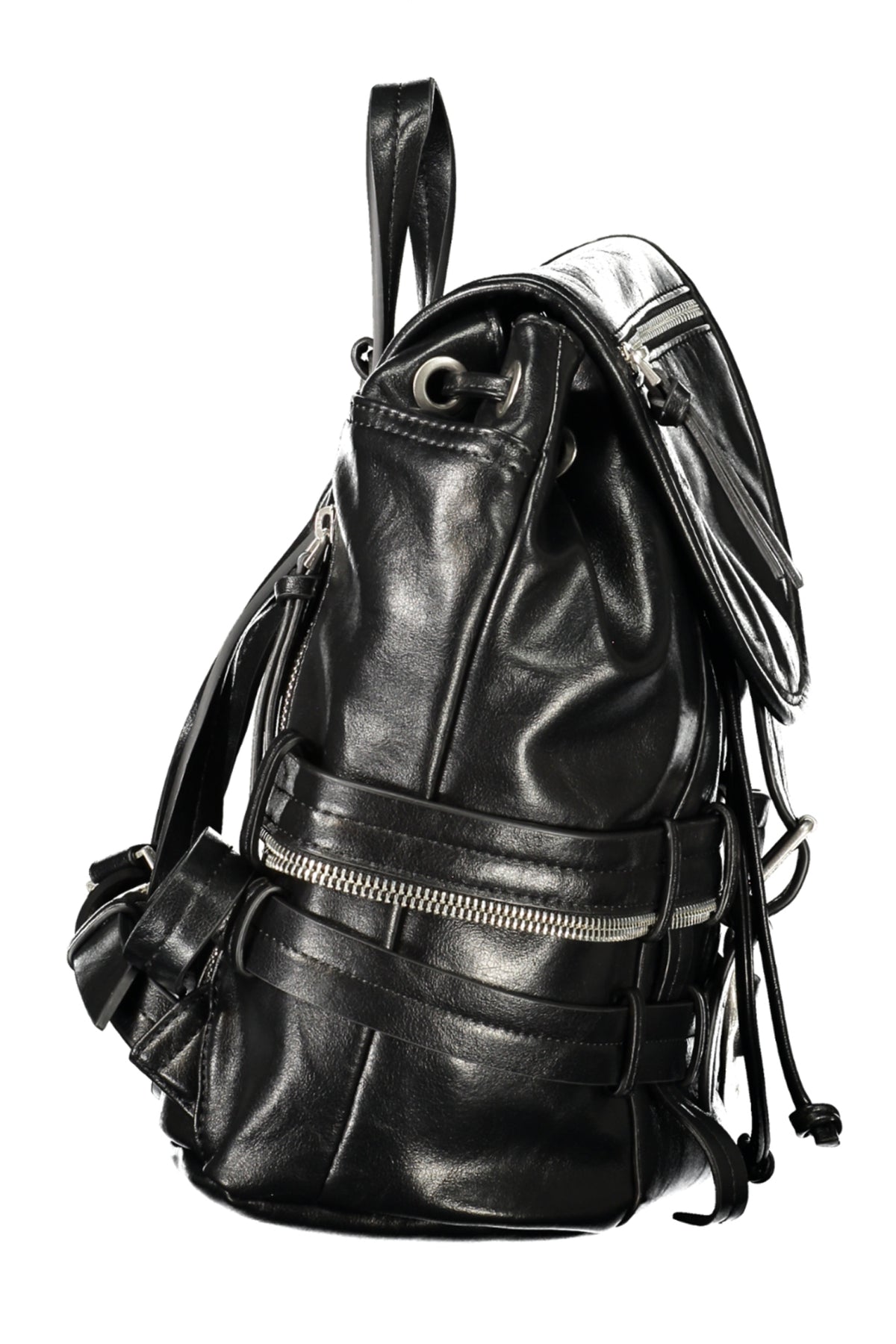 MOCHILA COM LOGÓTIPO DESIGUAL MULHER PRETA