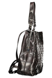 MOCHILA COM FECHO DESIGUAL MULHER PRETA