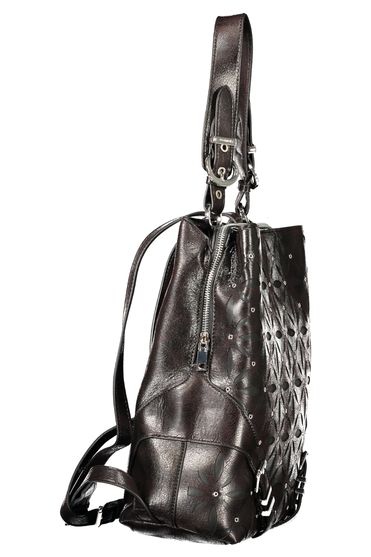 MOCHILA COM FECHO DESIGUAL MULHER PRETA