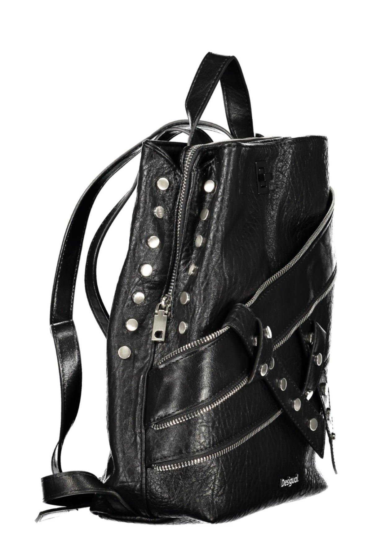MOCHILA COM FECHO DESIGUAL MULHER PRETA