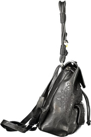 MOCHILA COM LOGÓTIPO DESIGUAL MULHER PRETA