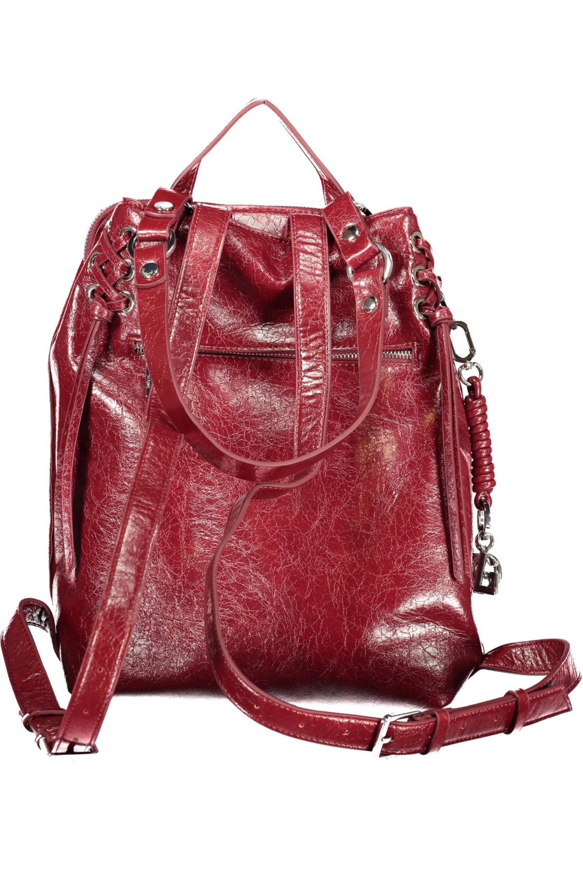 MOCHILA COM FECHO DESIGUAL MULHER VERMELHA