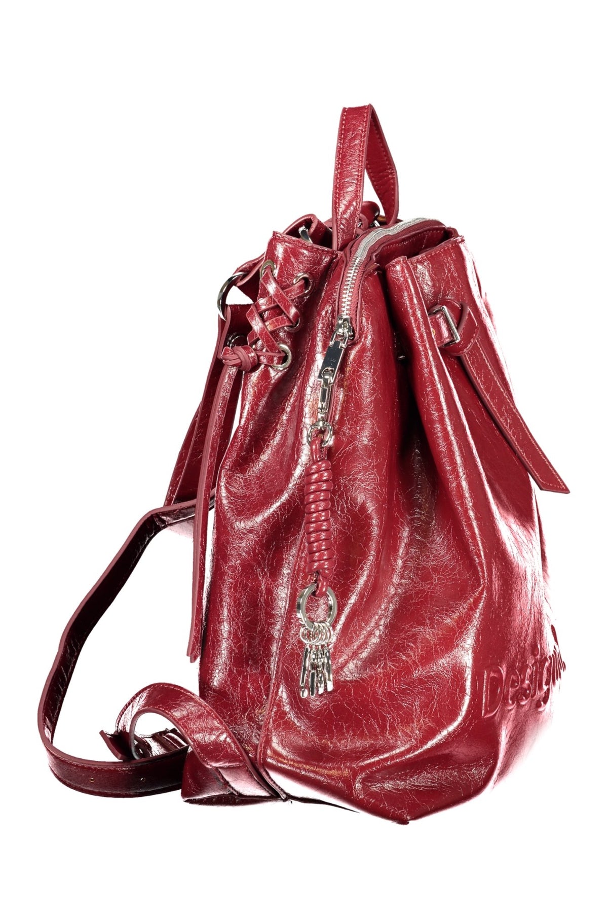 MOCHILA COM FECHO DESIGUAL MULHER VERMELHA
