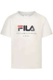 T-SHIRT EM ALGODÃO FILA CRIANÇA BRANCA