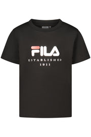 T-SHIRT EM ALGODÃO FILA CRIANÇA PRETA