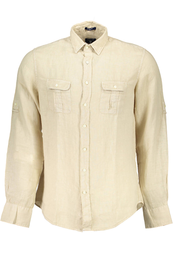 CAMISA DE MANGA COMPRIDA BEGE MASCULINA GANT