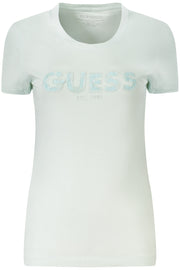 T-SHIRT EM ALGODÃO GUESS JEANS MULHER AZUL CLARO