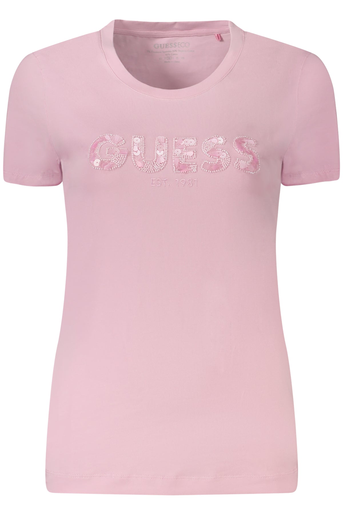 T-SHIRT EM ALGODÃO GUESS JEANS MULHER ROSA