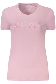 T-SHIRT EM ALGODÃO GUESS JEANS MULHER ROSA