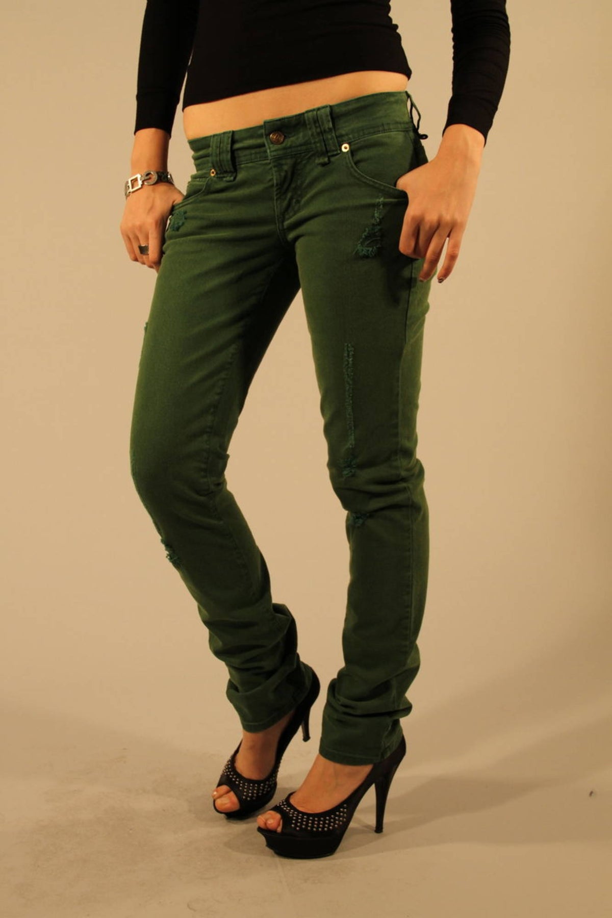 JOHN GALLIANO WOMEN'S GREEN DENIM JEANS