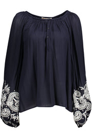 CAMISA COM BORDADO KOCCA MULHER AZUL