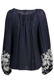 CAMISA COM BORDADO KOCCA MULHER AZUL