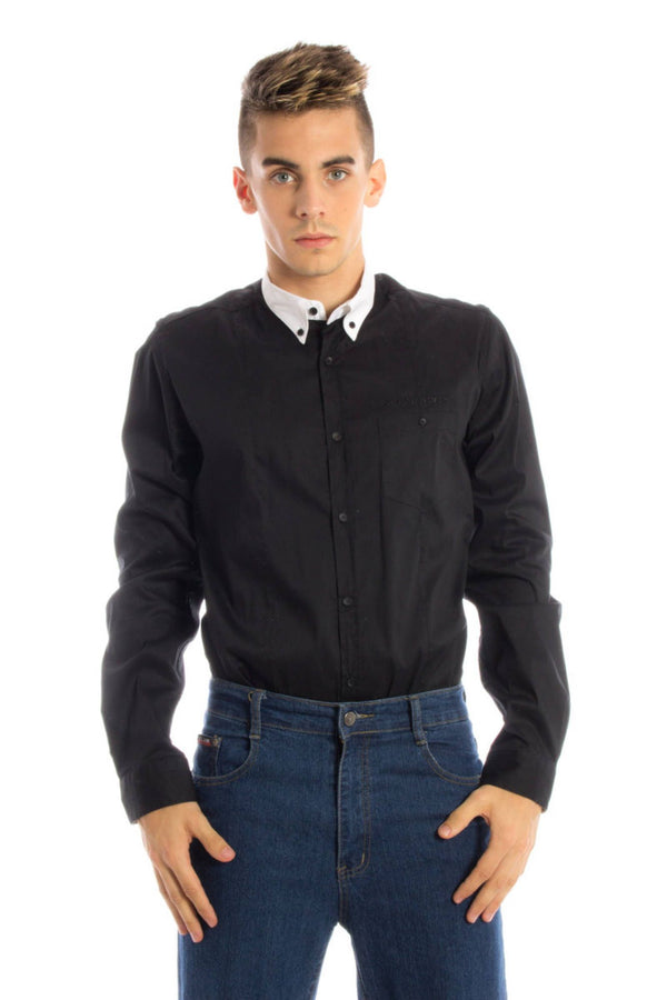 CAMISA MANGA COMPRIDA MASCULINA PAPETE PRETA