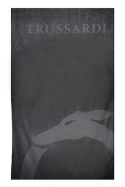 TRUSSARDI JEANS MEN'S BLACK BEACH TOWEL